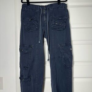 Free People Tahiti Washed Navy Cargo Pants in Size M